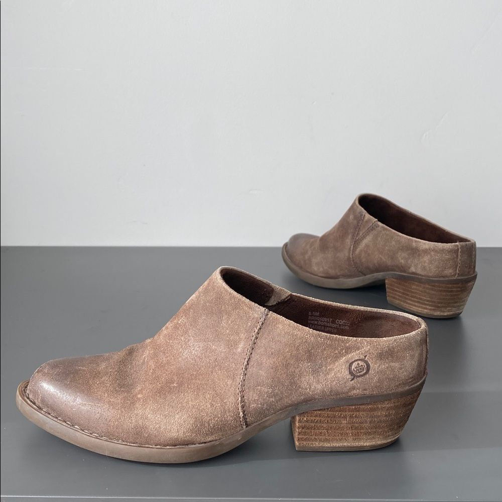 Born Women's Brown Leather Ankle Mule Boots US 8.5 Boho Chic Western Cowgirl